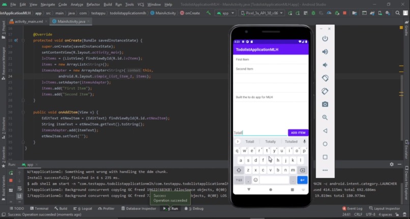 To Do list application – screenshot 1