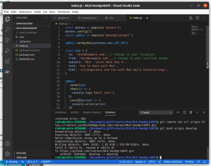 Sendgrid API – screenshot 1
