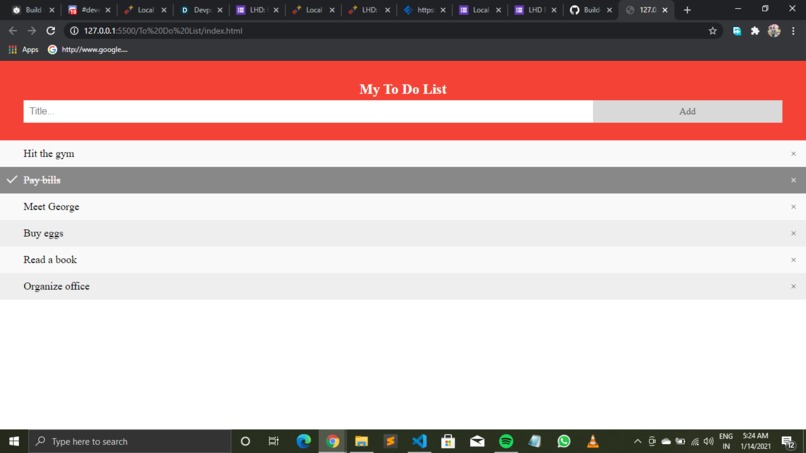 To Do List Application – screenshot 2