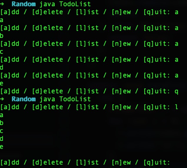 Command Line Todo List – screenshot 1