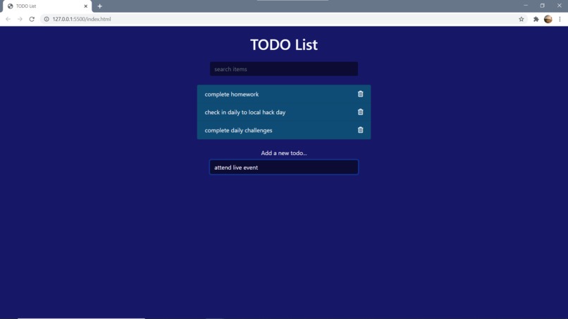 TODO List – screenshot 1