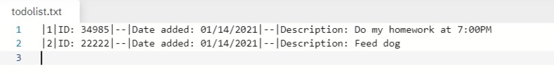 My Todo list Program – screenshot 2