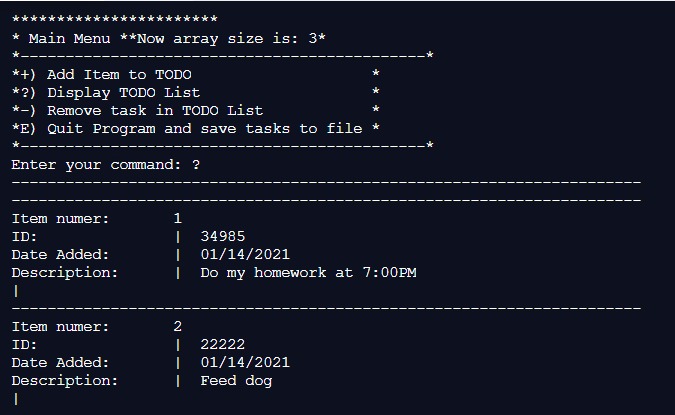 My Todo list Program – screenshot 3