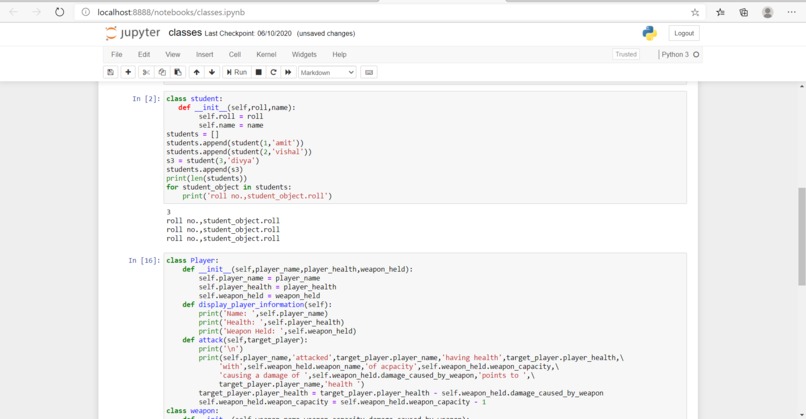 Classes in python – screenshot 1