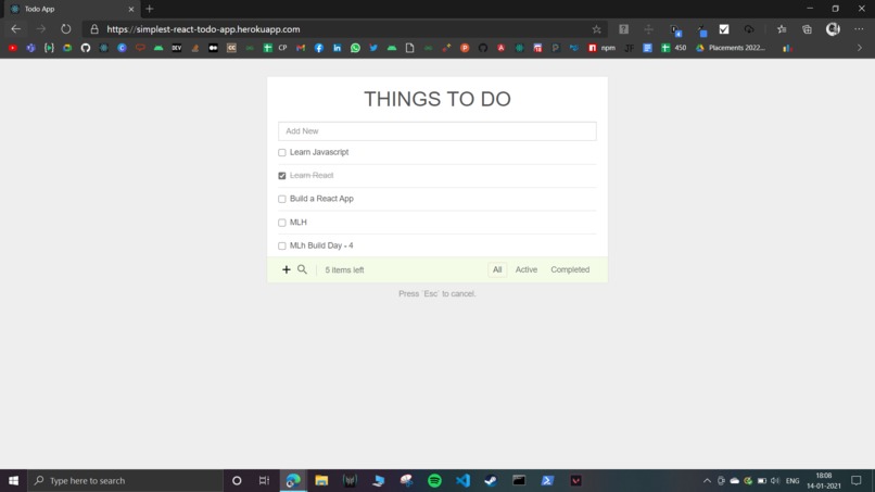 To-do list application – screenshot 1
