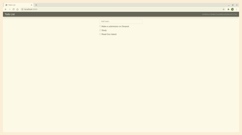 Ethereum Todo List – screenshot 1