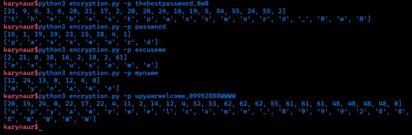 Password encryption – screenshot 1