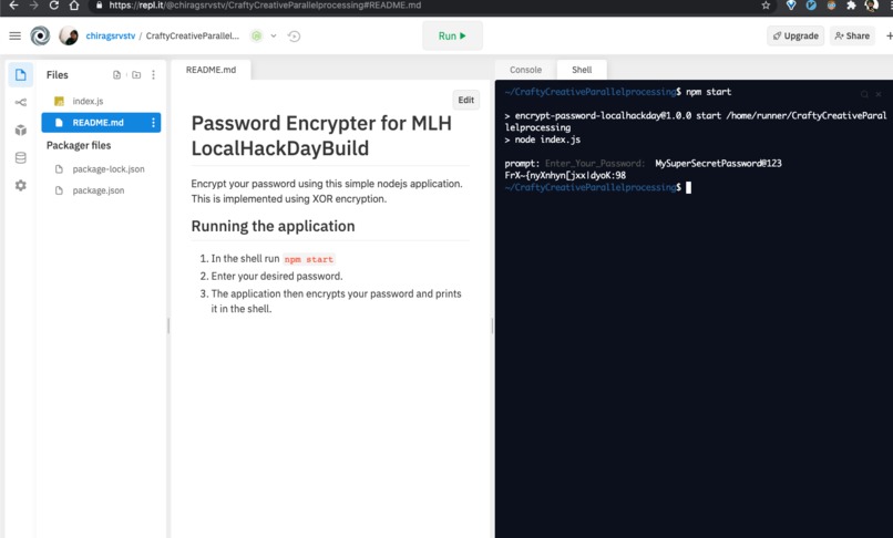 Encrypt a password – screenshot 1