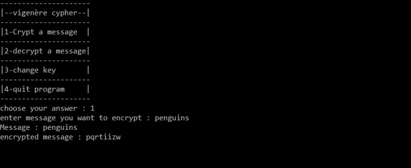 vigenere-cypher – screenshot 1
