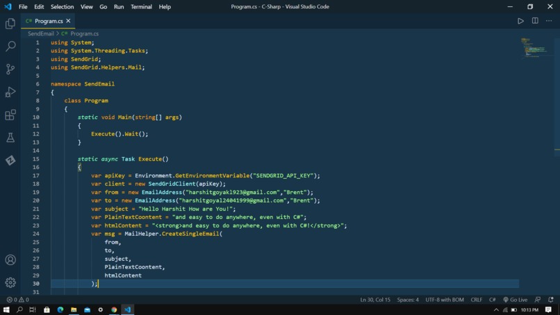 SendGridAPI – screenshot 1
