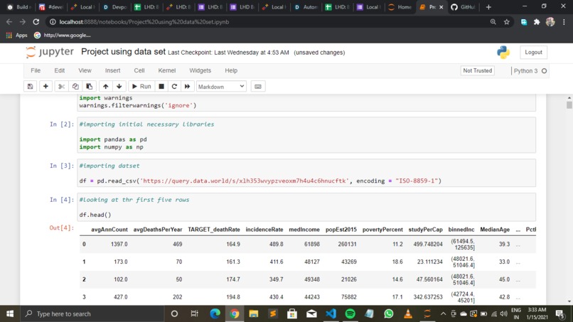 Project Using Data set – screenshot 1
