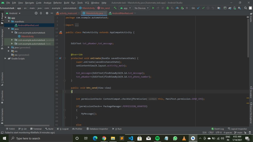 Tutorial followed project – screenshot 3