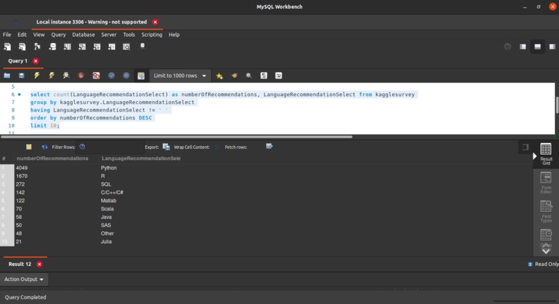 Data science survey – screenshot 1