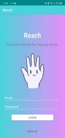 Reach - a social network for helping hands – screenshot 1