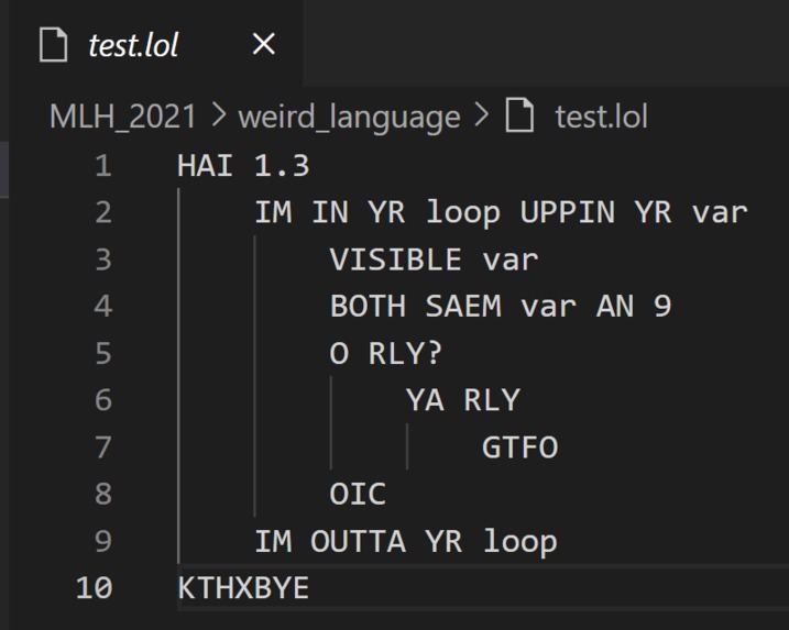 LOLCODE language challenge! – screenshot 1