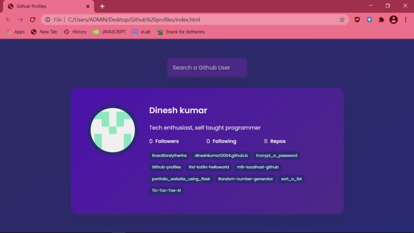 Github profiles – screenshot 1
