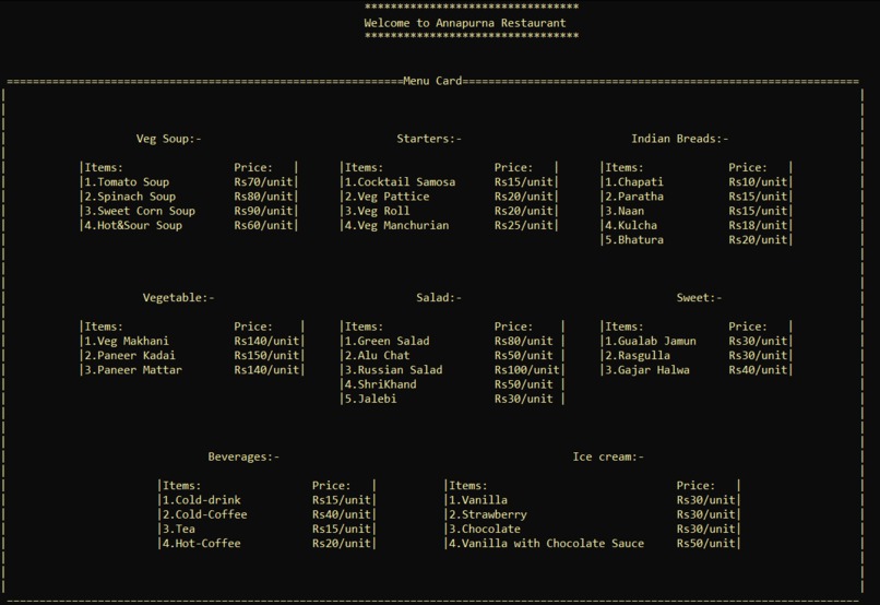 Restaurant bill Management System – screenshot 3