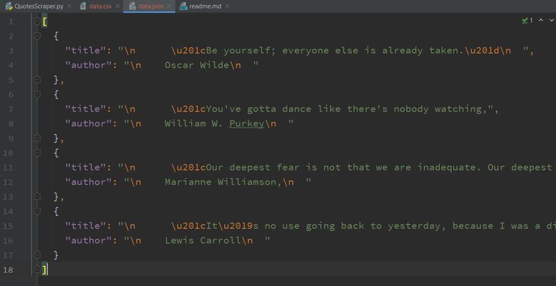 Quote Scraper learned by Tutorial – screenshot 1