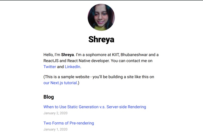 Shreya's blog  – screenshot 1