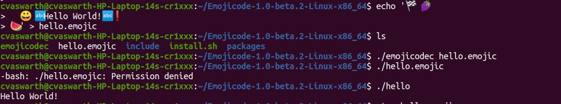 Hello world in emoji code – screenshot 1