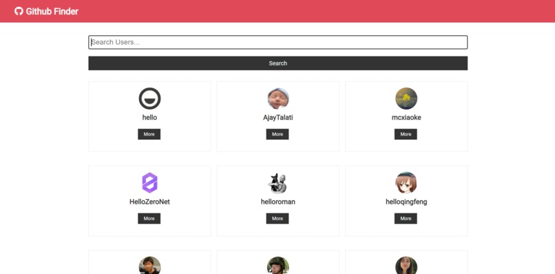 GitHub user finder – screenshot 1