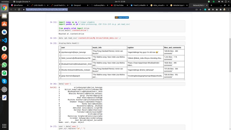 Working on DataSet – screenshot 1