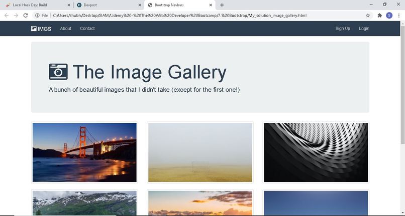 Using bootstrap for simple image gallery website – screenshot 1