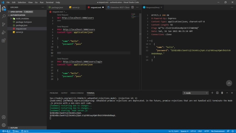 User authentication  – screenshot 1