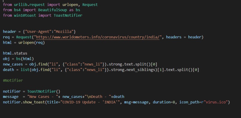 Covid-19 Desktop Notifier – screenshot 1
