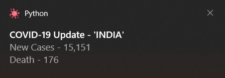 Covid-19 Desktop Notifier – screenshot 2