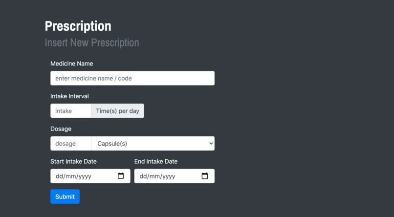 Prescription Input Form – screenshot 1