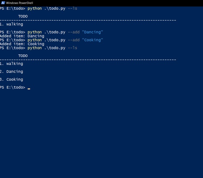Todo list – screenshot 1