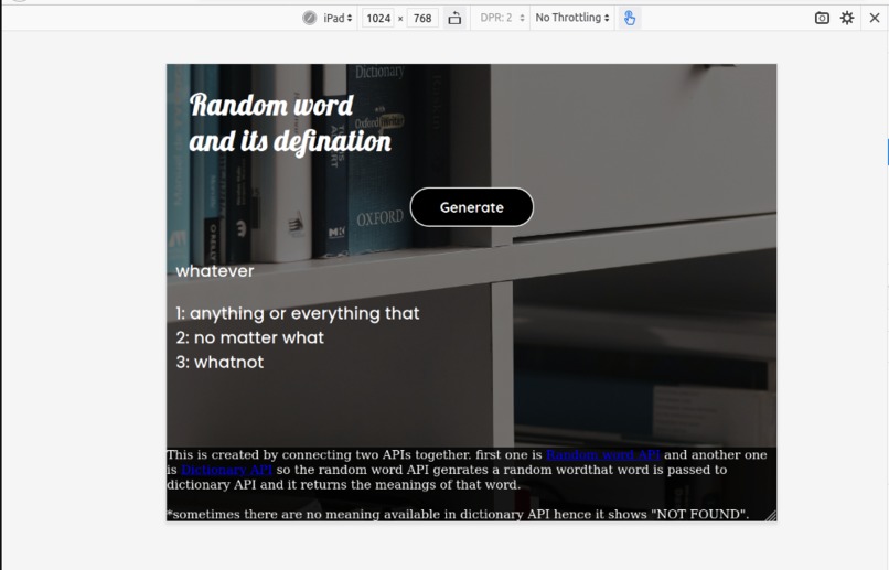 Connecting two APIs – screenshot 2