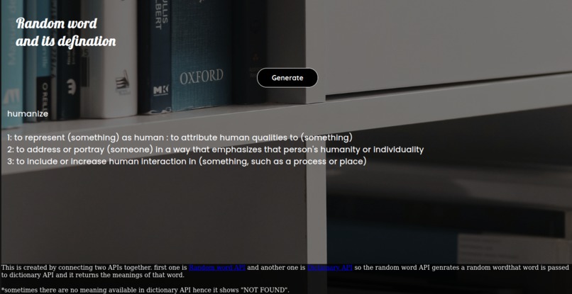 Connecting two APIs – screenshot 1
