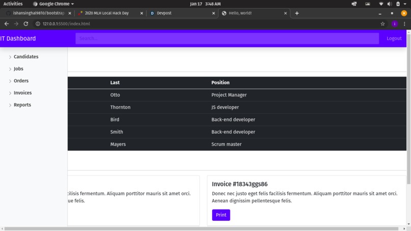 IT DASHBOARD – screenshot 1