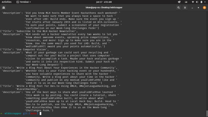 mlhscrapper – screenshot 1