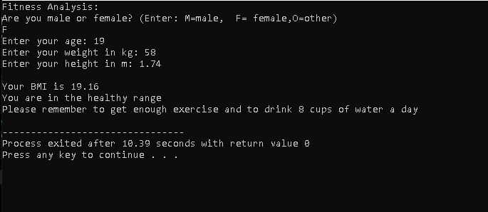BMI Fitness Analysis – screenshot 1