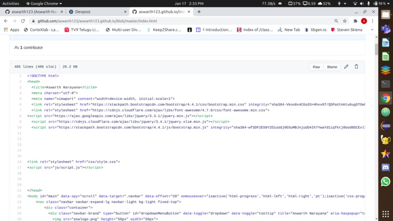 Personal website – screenshot 1