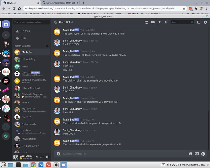 Discord math bot – screenshot 1