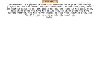 Stardew Valley "Craft Master" Achievement Tracker