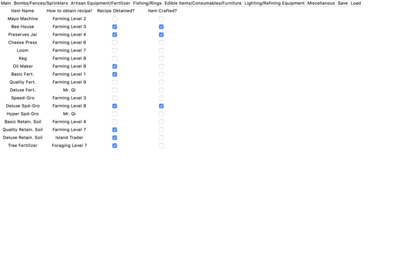 Stardew Valley "Craft Master" Achievement Tracker – screenshot 2