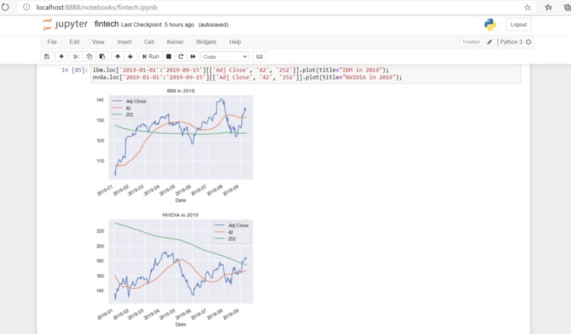 Analyse stock prices – screenshot 1
