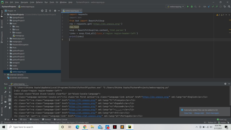 web scrapping – screenshot 1