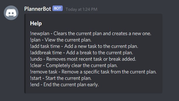 PlannerBot – screenshot 2