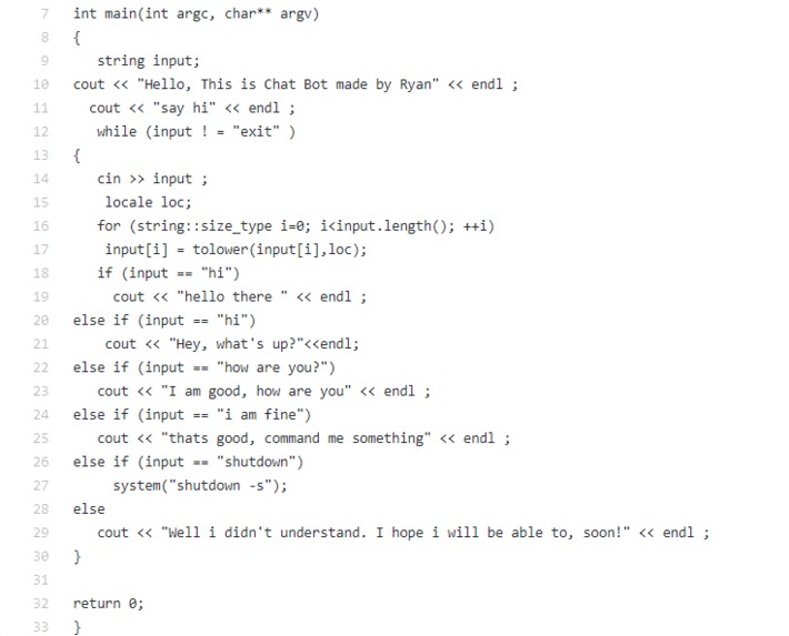 chat bot – screenshot 1
