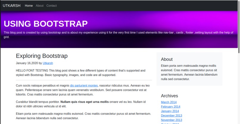 bootstrap blog page – screenshot 1
