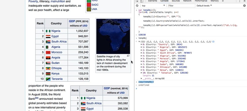 Web scraping – screenshot 1
