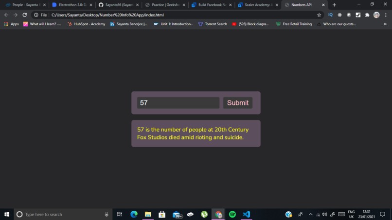 Number Information Web Application – screenshot 1