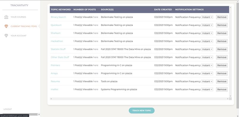 Trackativity-Piazza – screenshot 2