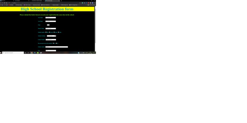 High School registration form – screenshot 3